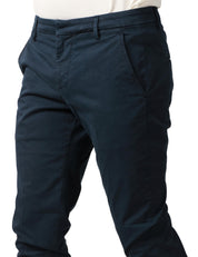 PANTALONE UOMO DONDUP GAUBERT BLU SLIM CHINO IN GABARDINA LEGGERA