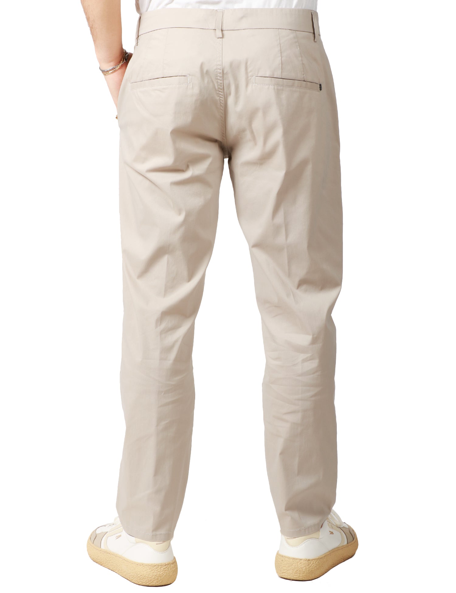 PANTALONE UOMO DONDUP PABLO ECRU REGULAR CHINO IN POPELINE E NYLON