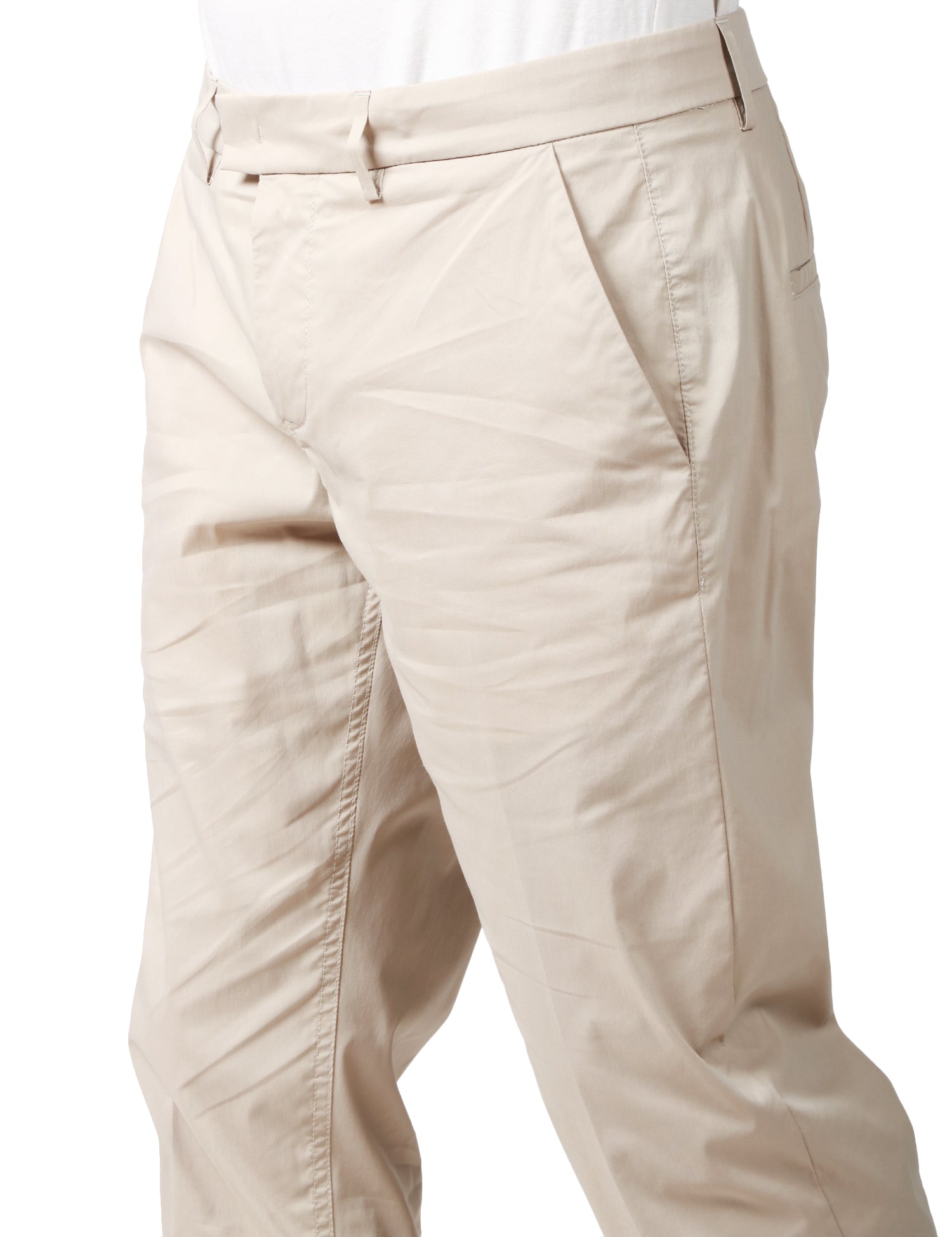 PANTALONE UOMO DONDUP PABLO ECRU REGULAR CHINO IN POPELINE E NYLON