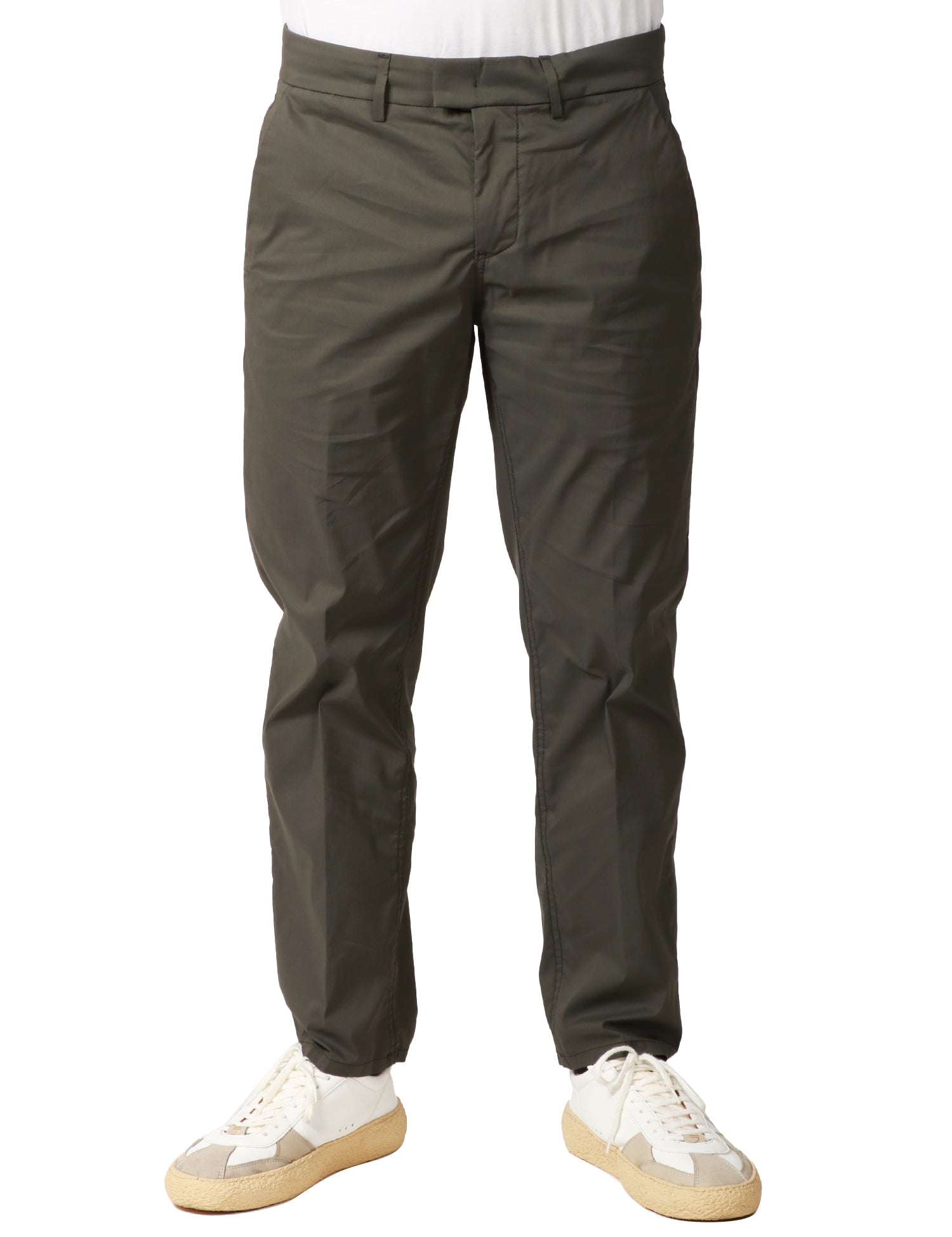 PANTALONE UOMO DONDUP PABLO MILITARE REGULAR CHINO IN POPELINE E NYLON