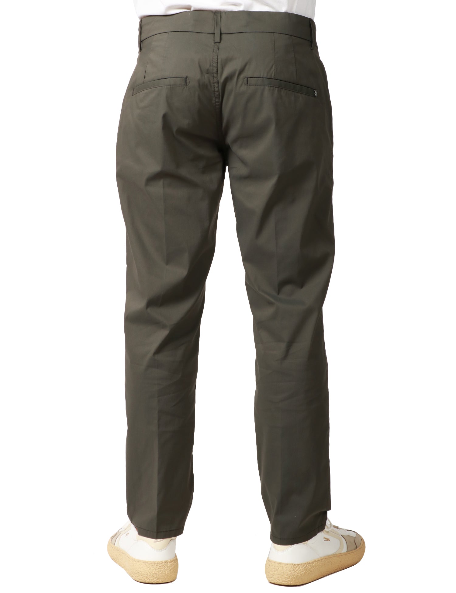 PANTALONE UOMO DONDUP PABLO MILITARE REGULAR CHINO IN POPELINE E NYLON