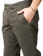 PANTALONE UOMO DONDUP PABLO MILITARE REGULAR CHINO IN POPELINE E NYLON