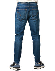 JEANS UOMO DONDUP DIAN LAVAGGIO SCURO CON ROTTURE E RAMMENDI 5 TASCHE CARROT FIT