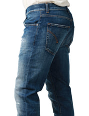 JEANS UOMO DONDUP DIAN LAVAGGIO SCURO CON ROTTURE E RAMMENDI 5 TASCHE CARROT FIT