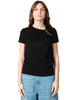 T-shirt donna elisabetta franchi nera in jersey di cotone con spilla gioiello