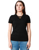 T-shirt donna elisabetta franchi nera in jersey di cotone con collana fiocco in metallo logato