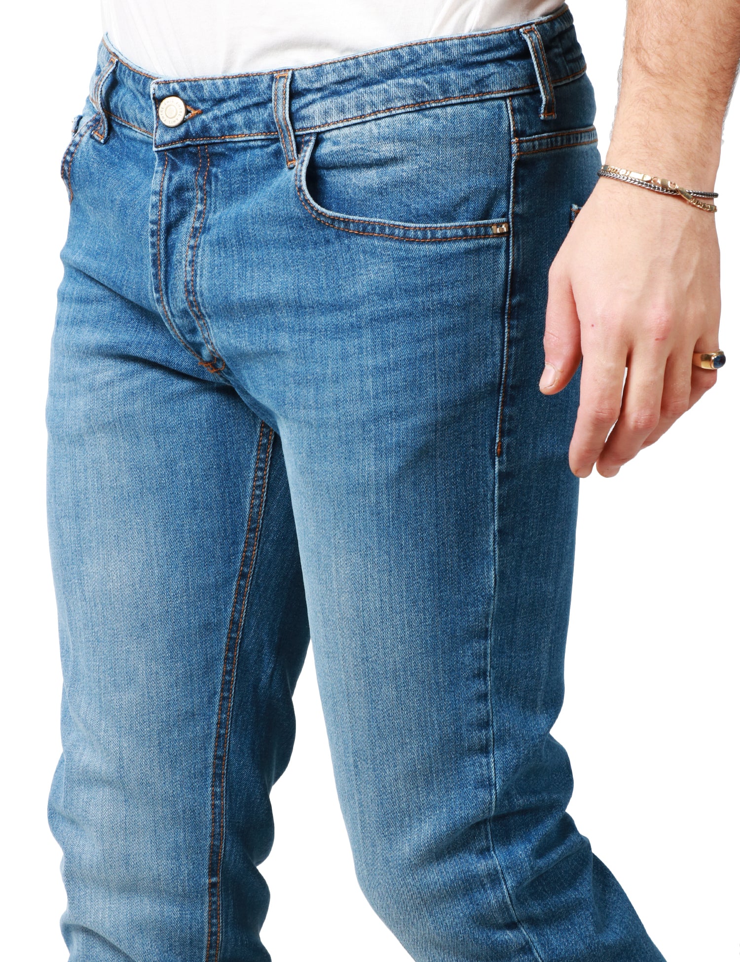 JEANS UOMO ENRE AMIS LAVAGGIO MEDIO ALLA CAVIGLIA 5 TASCHE CON TK AMERICA