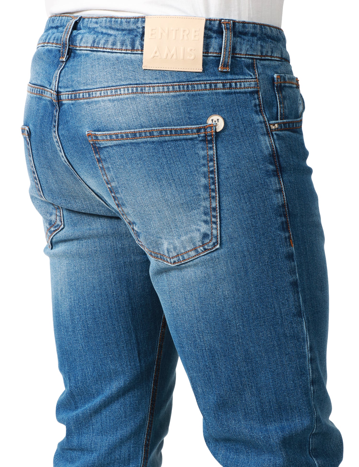 JEANS UOMO ENRE AMIS LAVAGGIO MEDIO ALLA CAVIGLIA 5 TASCHE CON TK AMERICA