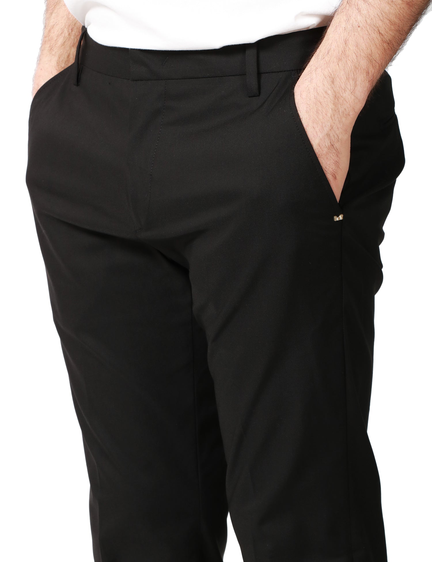 PANTALONE UOMO ENTRE AMIS NERO ALLA CAVIGLIA CON TASCA AMERICA SLIM FIT
