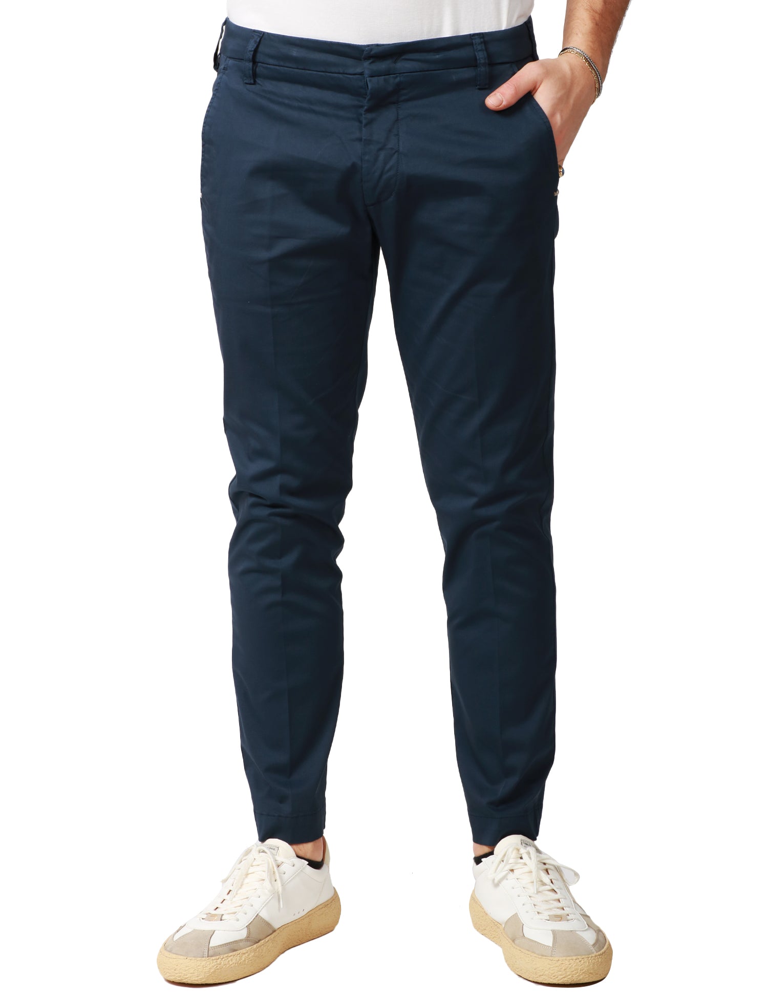 PANTALONE UOMO ENTRE AMIS BLU NAVY TASCA AMERICA SLIM FIT