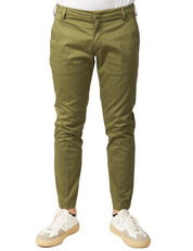 PANTALONE UOMO ENTRE AMIS VERDE OLIVA TASCA AMERICA SLIM FIT