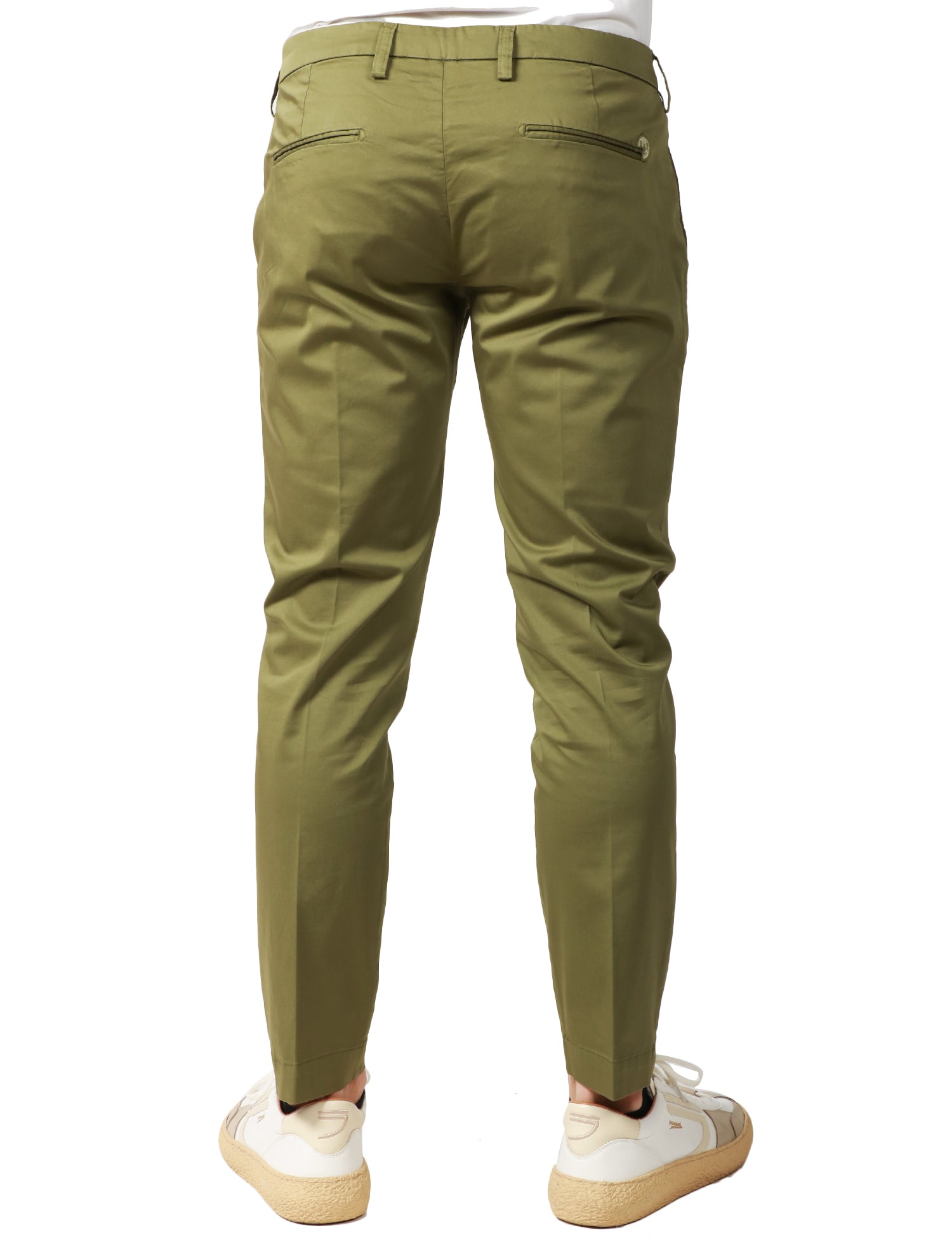PANTALONE UOMO ENTRE AMIS VERDE OLIVA TASCA AMERICA SLIM FIT