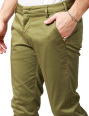 PANTALONE UOMO ENTRE AMIS VERDE OLIVA TASCA AMERICA SLIM FIT