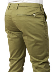 PANTALONE UOMO ENTRE AMIS VERDE OLIVA TASCA AMERICA SLIM FIT