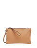 Borsa donna gianni chiarini naturale hermy modello clutch in pelle martellata con tracolla removibile