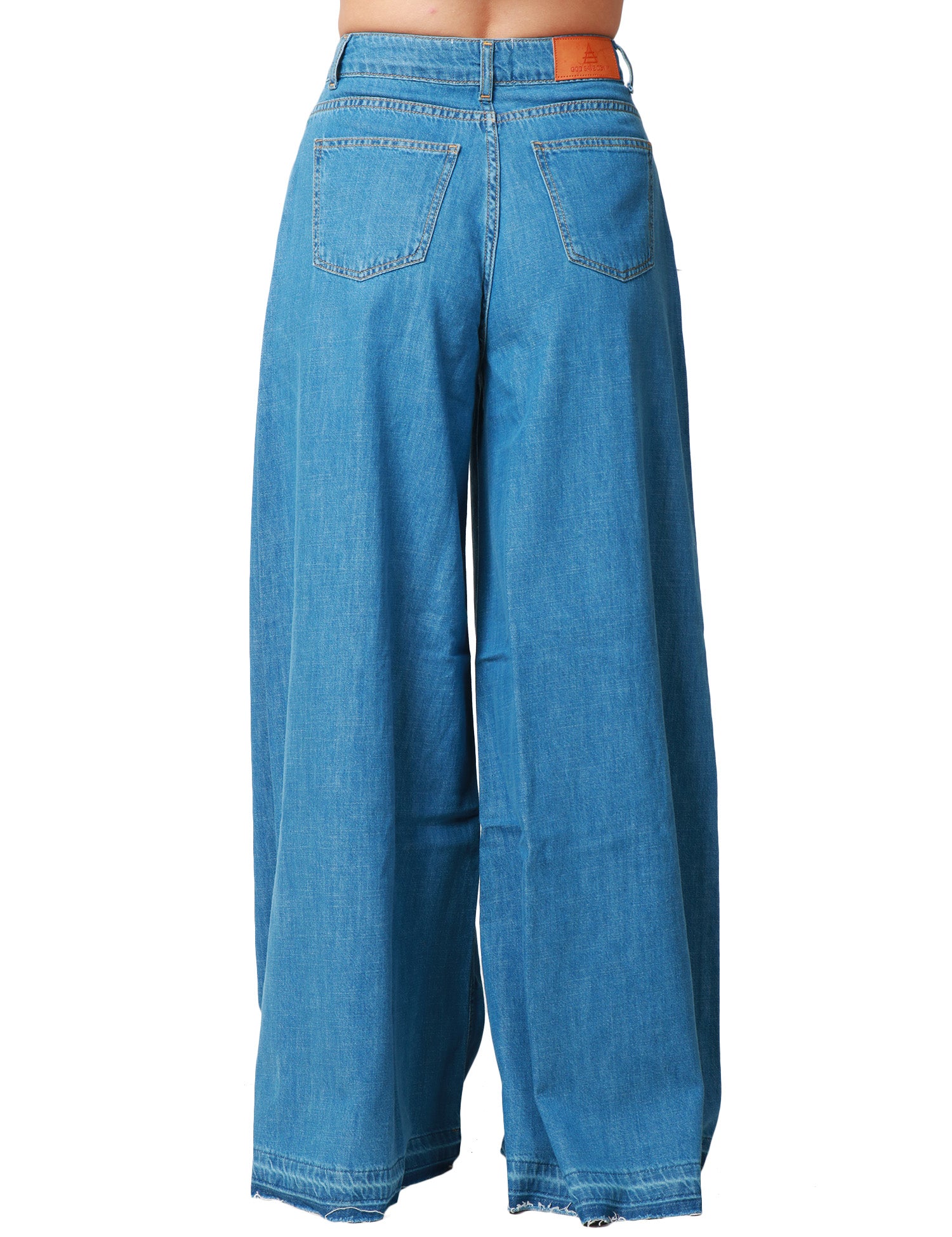 JEANS DONNA GOD SAVE DENIM LAVAGGIO MEDIO A VITA ALTA E GAMBA MOLTO AMPIA