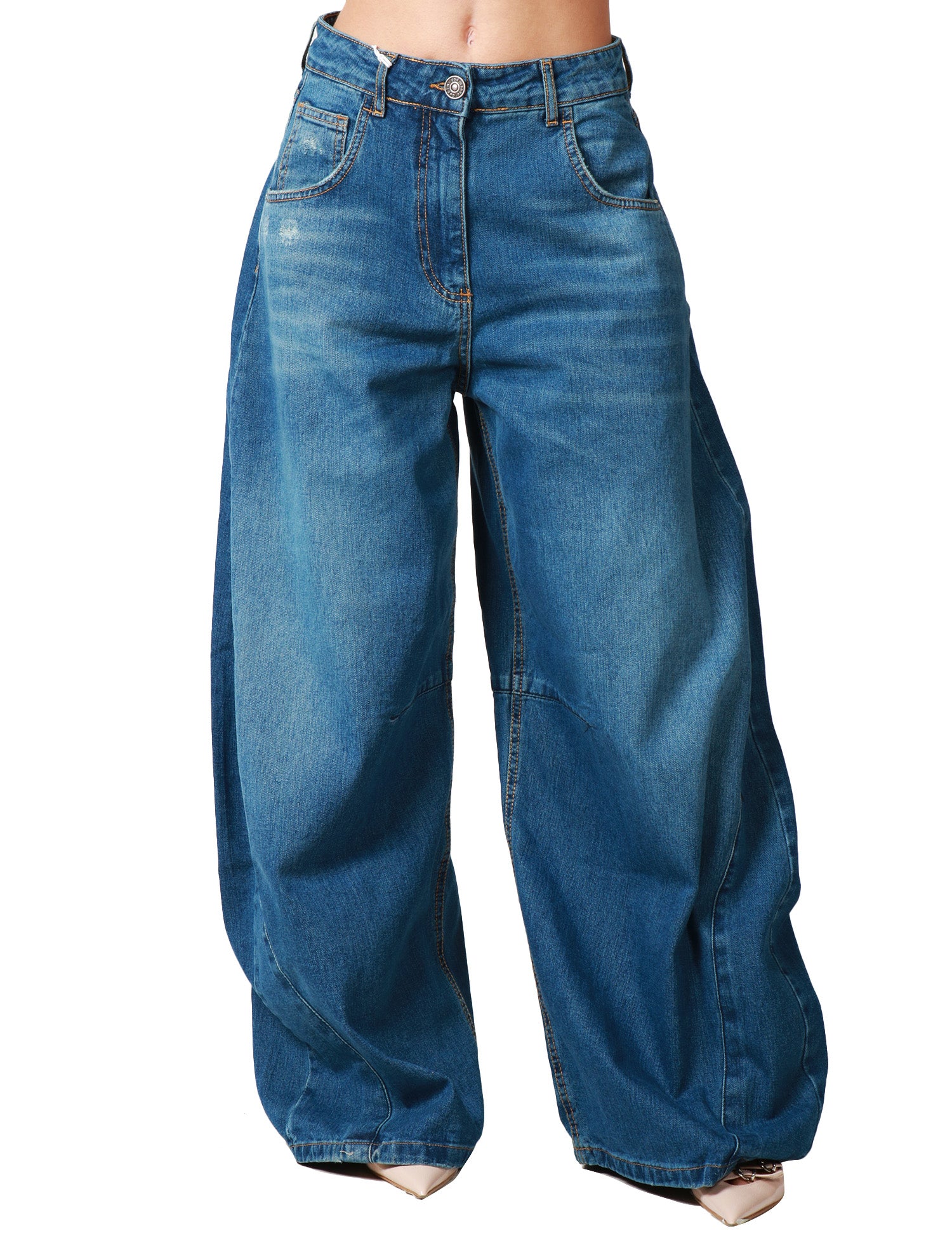 JEANS DONNA GOD SAVE DENIM IRIDE LAVAGGIO SCURO A PALLONCINO