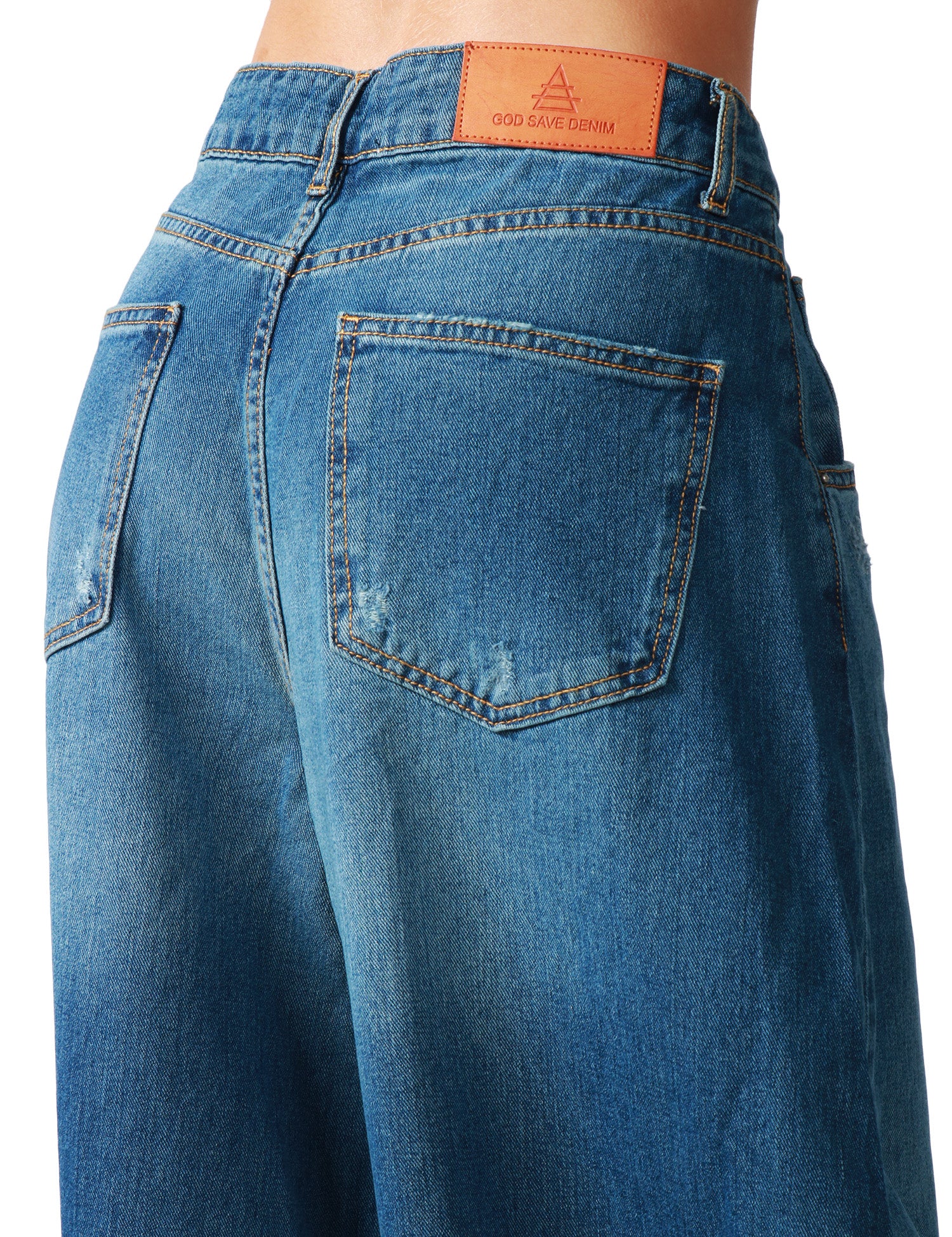 JEANS DONNA GOD SAVE DENIM IRIDE LAVAGGIO SCURO A PALLONCINO