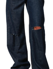 JEANS DONNA GOD SAVE DENIM SELENE LAVAGGIO SCURO CON GAMBA A PALAZZO E ROTTURE SUL GINOCCHIO