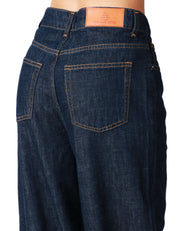 JEANS DONNA GOD SAVE DENIM SELENE LAVAGGIO SCURO CON GAMBA A PALAZZO E ROTTURE SUL GINOCCHIO