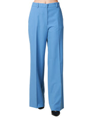 PANTALONE DONNA HAVEONE AZZURRO A VITA ALTA CON GAMBA A PALAZZO