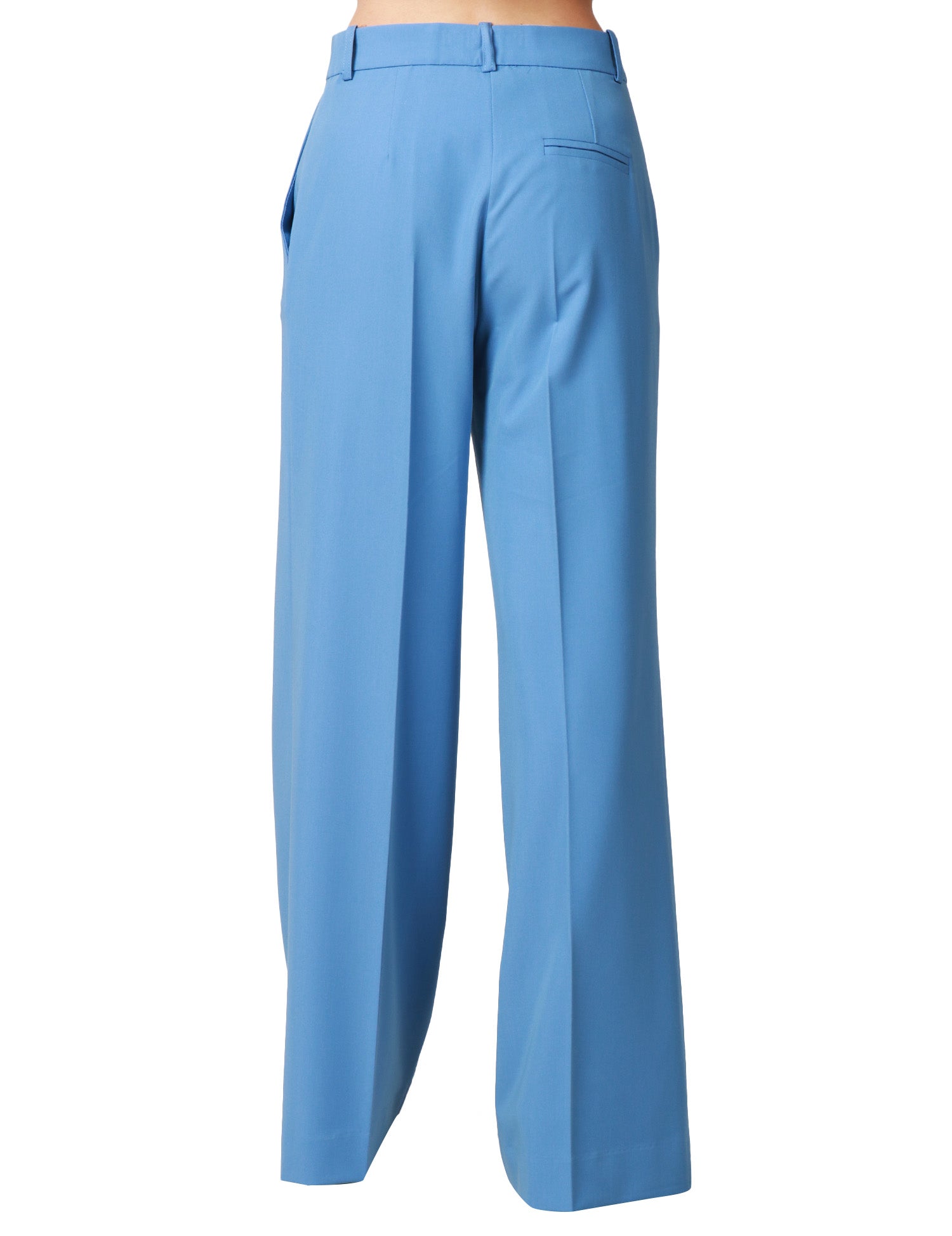 PANTALONE DONNA HAVEONE AZZURRO A VITA ALTA CON GAMBA A PALAZZO