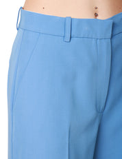 PANTALONE DONNA HAVEONE AZZURRO A VITA ALTA CON GAMBA A PALAZZO