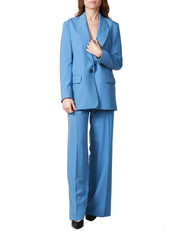 PANTALONE DONNA HAVEONE AZZURRO A VITA ALTA CON GAMBA A PALAZZO