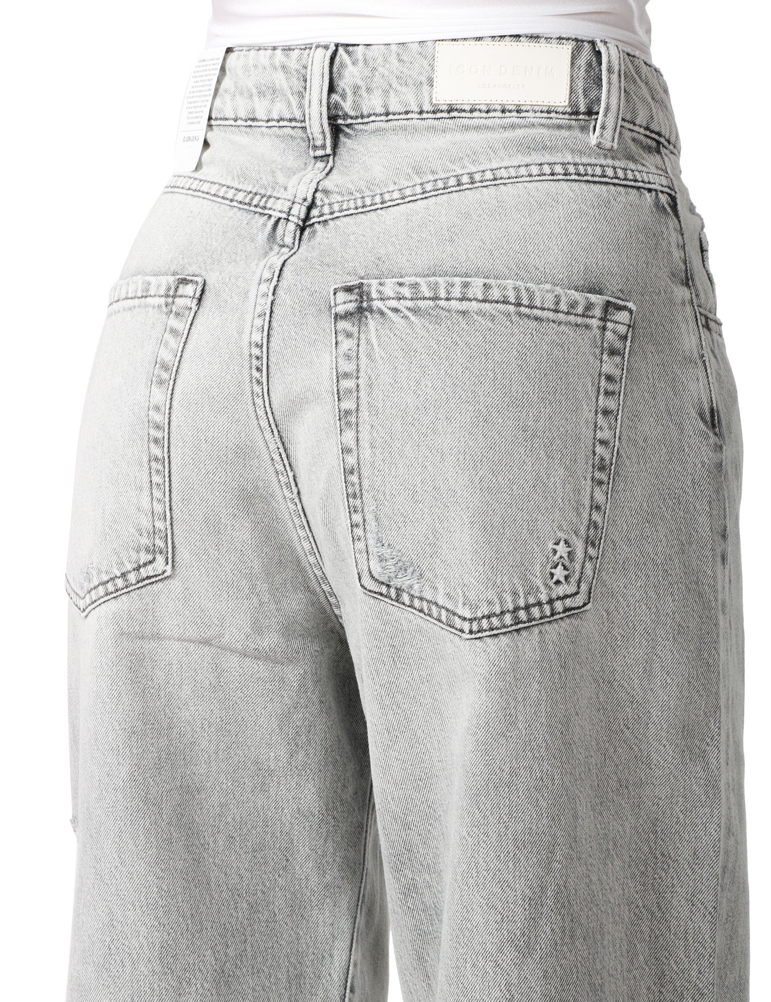 JEANS DONNA ICON DENIM POPPY GREY A GAMBRA DRITTA CON ROTTURE