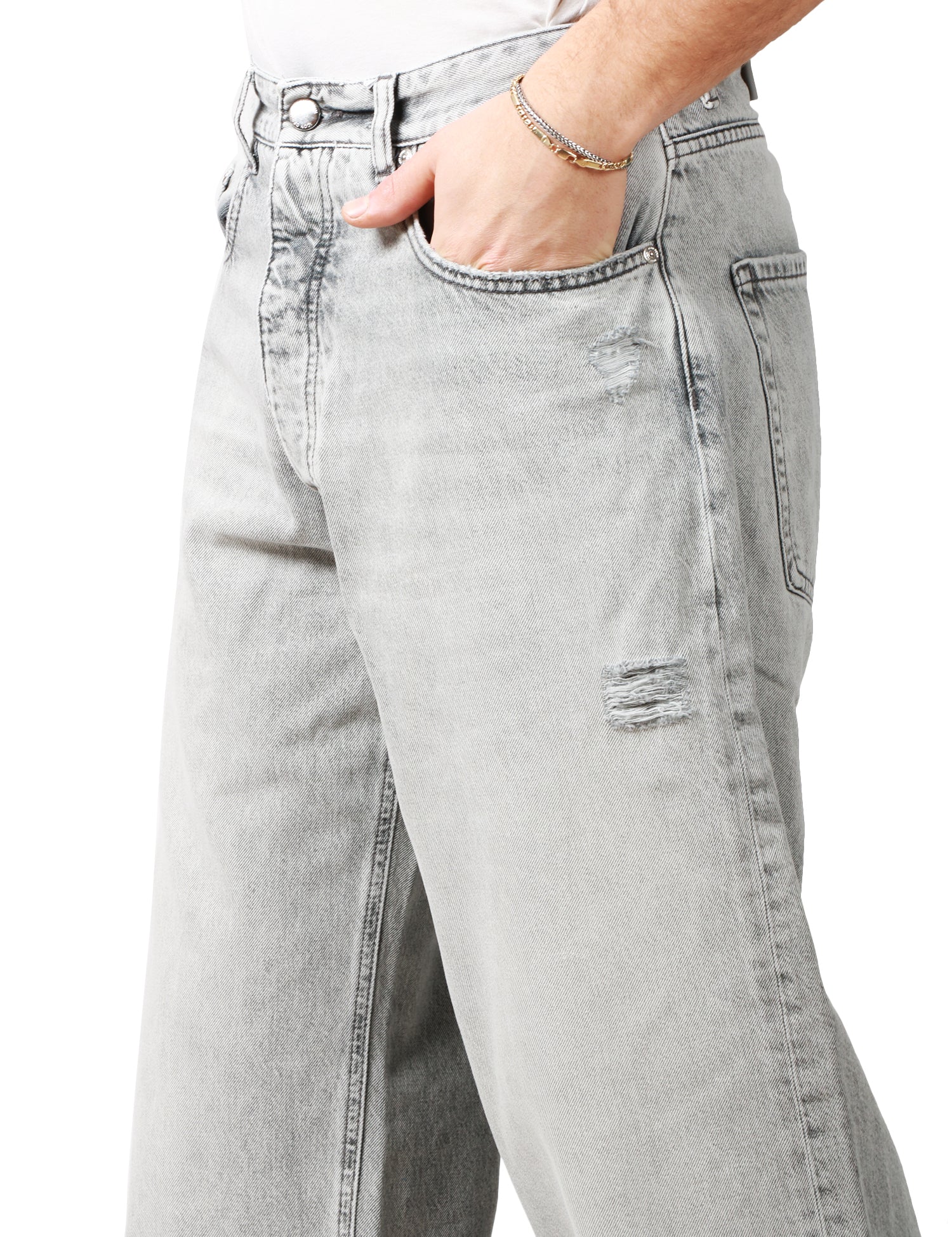 JEANS UOMO ICON DENIM GREY DENIM A GAMBA DRITTA E LARGA