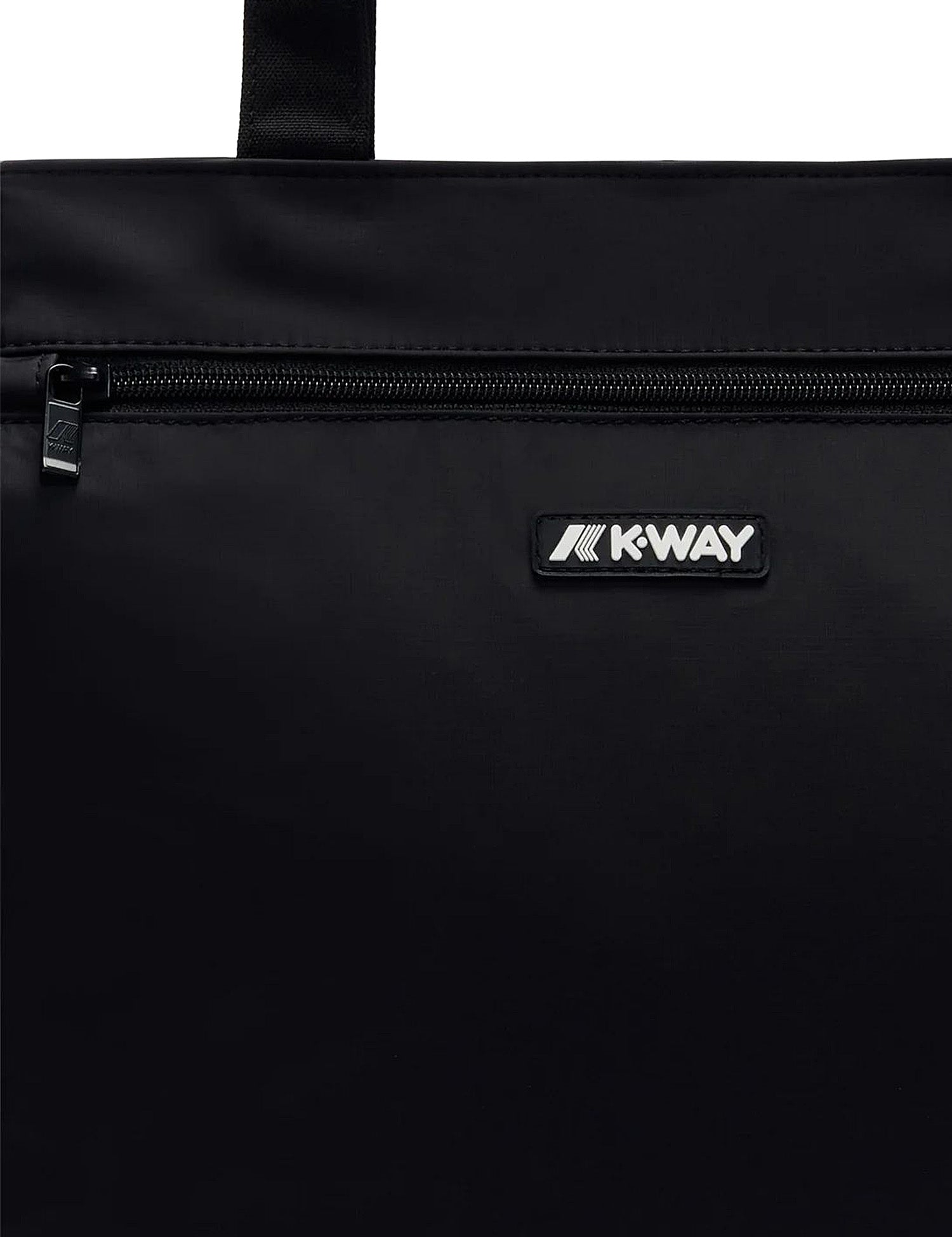 BORSA SHOPPING K-WAY ELLIANT NERA IN NYLON CON MAXI TASCA DAVANTI E MANICI IN NASTRO