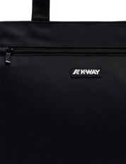 BORSA SHOPPING K-WAY ELLIANT NERA IN NYLON CON MAXI TASCA DAVANTI E MANICI IN NASTRO