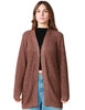 Cardigan donna kontatto cacao a manica lunga con trama lurex
