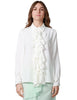Camicia kontatto bianca a manica lunga con rouches