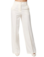 PANTALONE DONNA KONTATTO CREMA A VITA ALTA E GAMBA PALAZZO