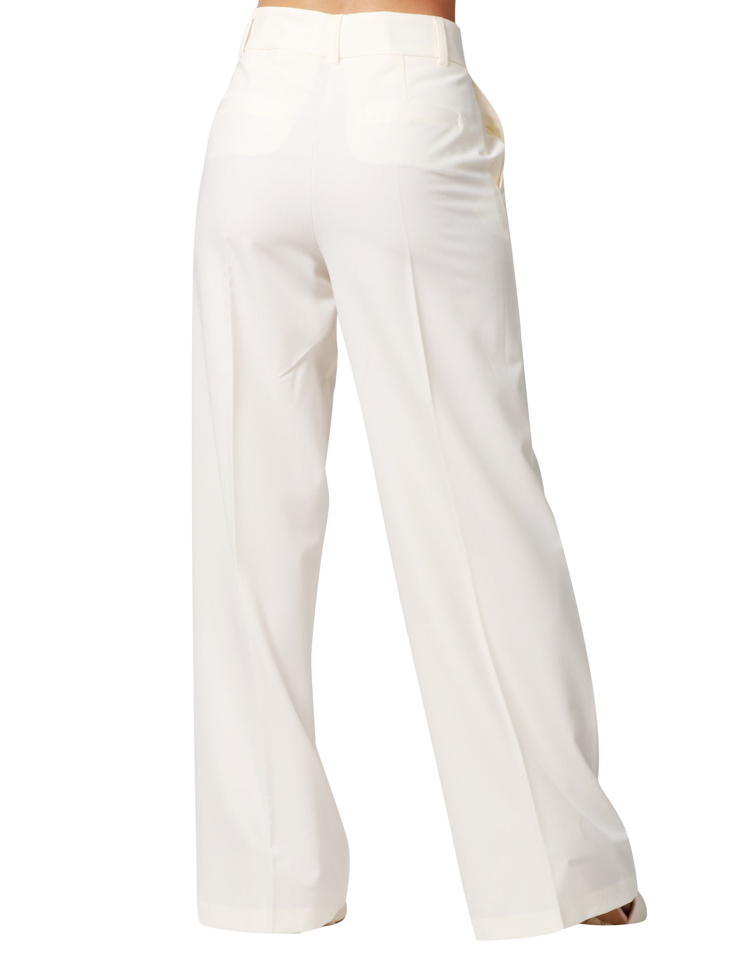 PANTALONE DONNA KONTATTO CREMA A VITA ALTA E GAMBA PALAZZO