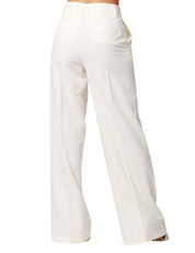 PANTALONE DONNA KONTATTO CREMA A VITA ALTA E GAMBA PALAZZO