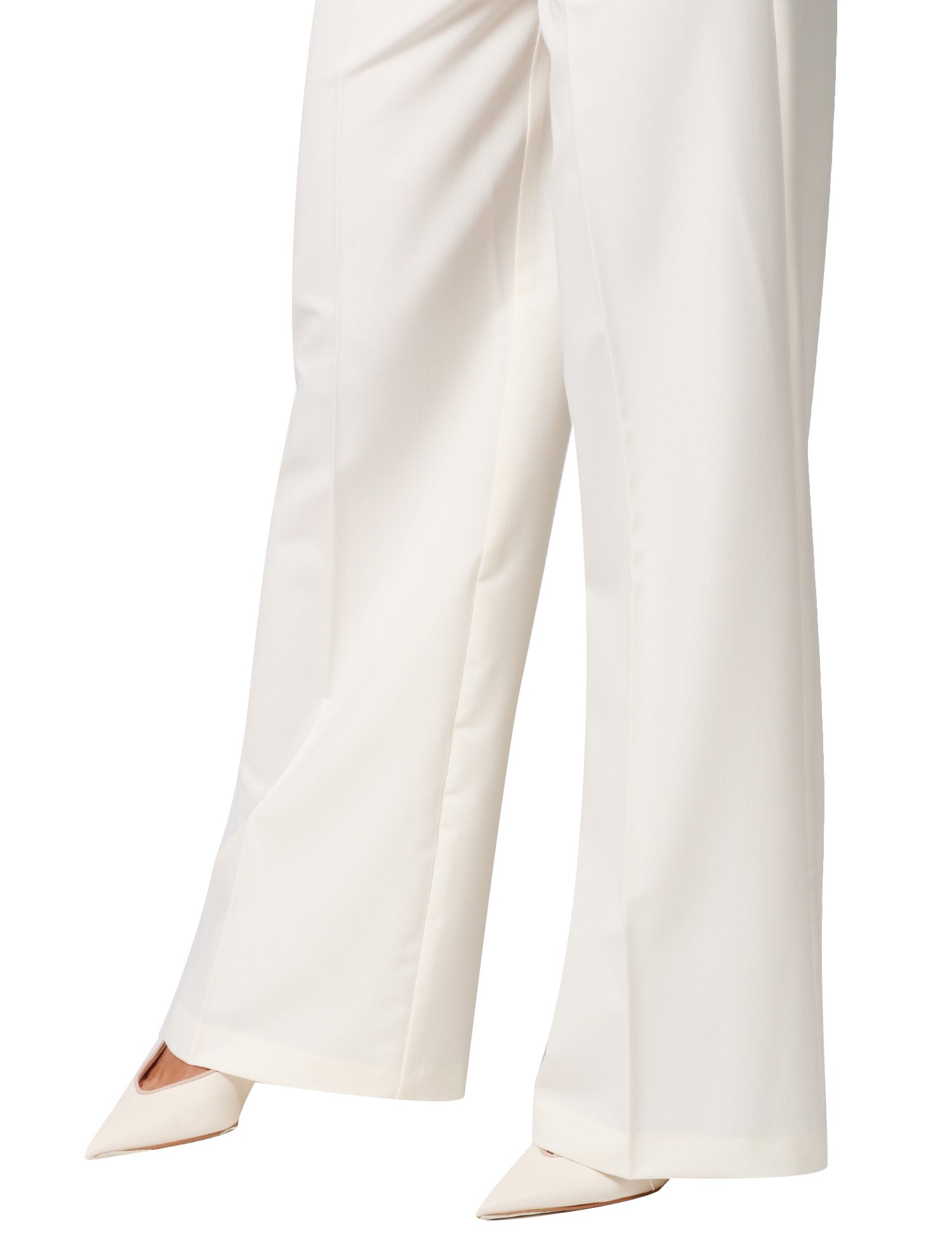 PANTALONE DONNA KONTATTO CREMA A VITA ALTA E GAMBA PALAZZO