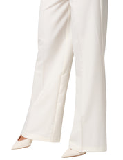 PANTALONE DONNA KONTATTO CREMA A VITA ALTA E GAMBA PALAZZO