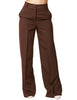 Pantalone donna kontatto marrone a vita alta e gamba palazzo