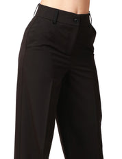 PANTALONE DONNA KONTATTO NERO A VITA ALTA E GAMBA PALAZZO