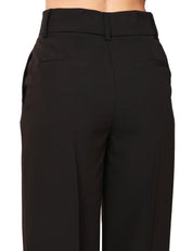 PANTALONE DONNA KONTATTO NERO A VITA ALTA E GAMBA PALAZZO