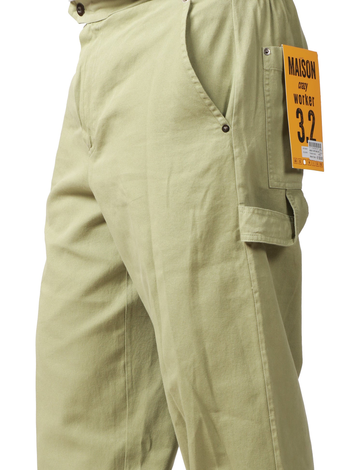 PANTALONE UOMO MAISON CRAZY WORKER 3.2 MILITARE IN COTONE