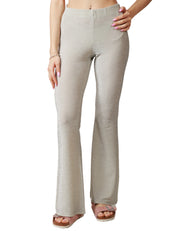 PANTALONE DONNA MATINèE SILVIA BIANCO IN LUREX ELASTICIZZATO A ZAMPA