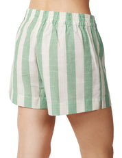 SHORTS DONNA MC2 SAINT BARTH MEAVE VERDE ACQUA A RIGHE IN LINO