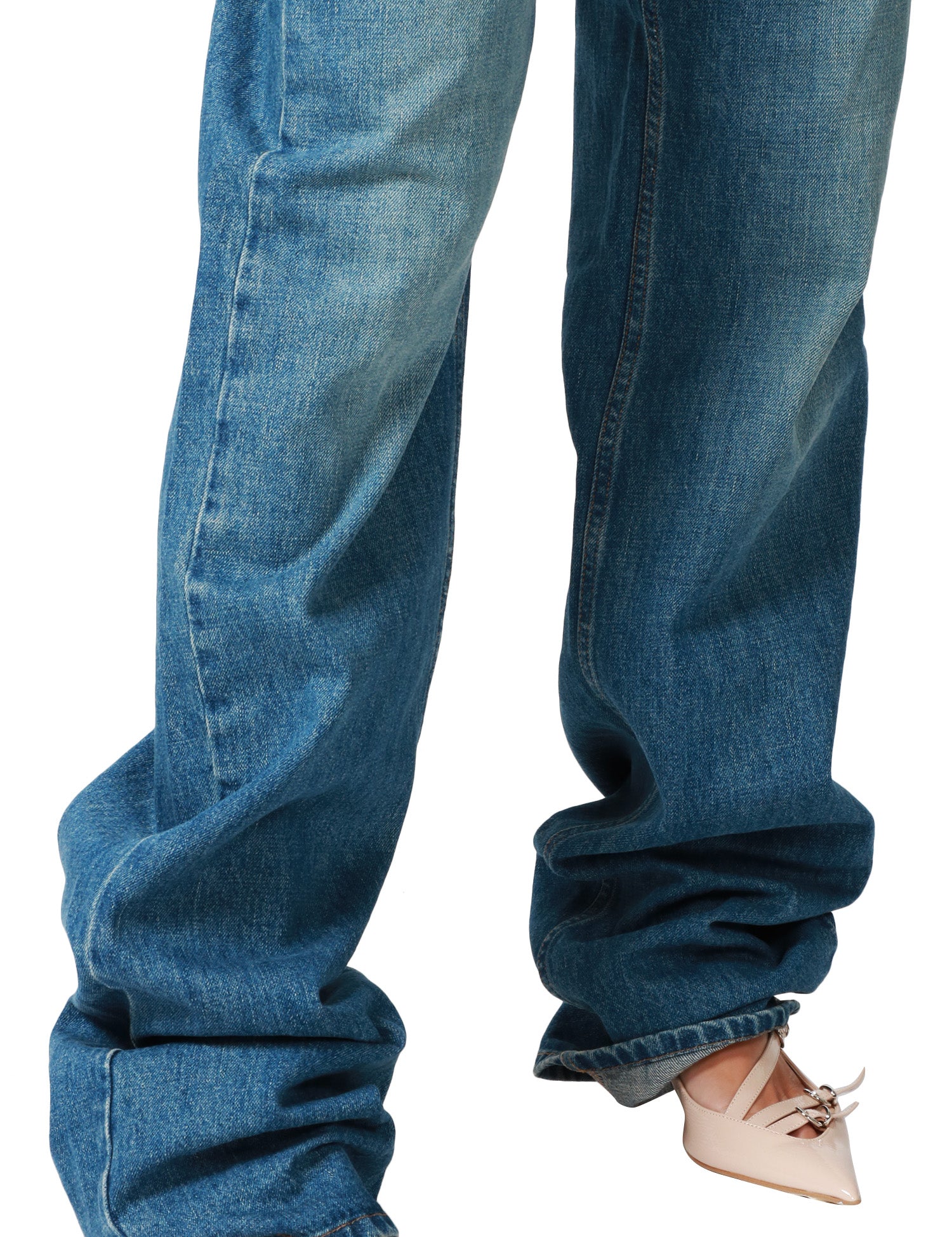 JEANS DONNA MVP WARDROBE CAMELIA DENIM SCURO A VITA ALTA CON GAMBA PALAZZO