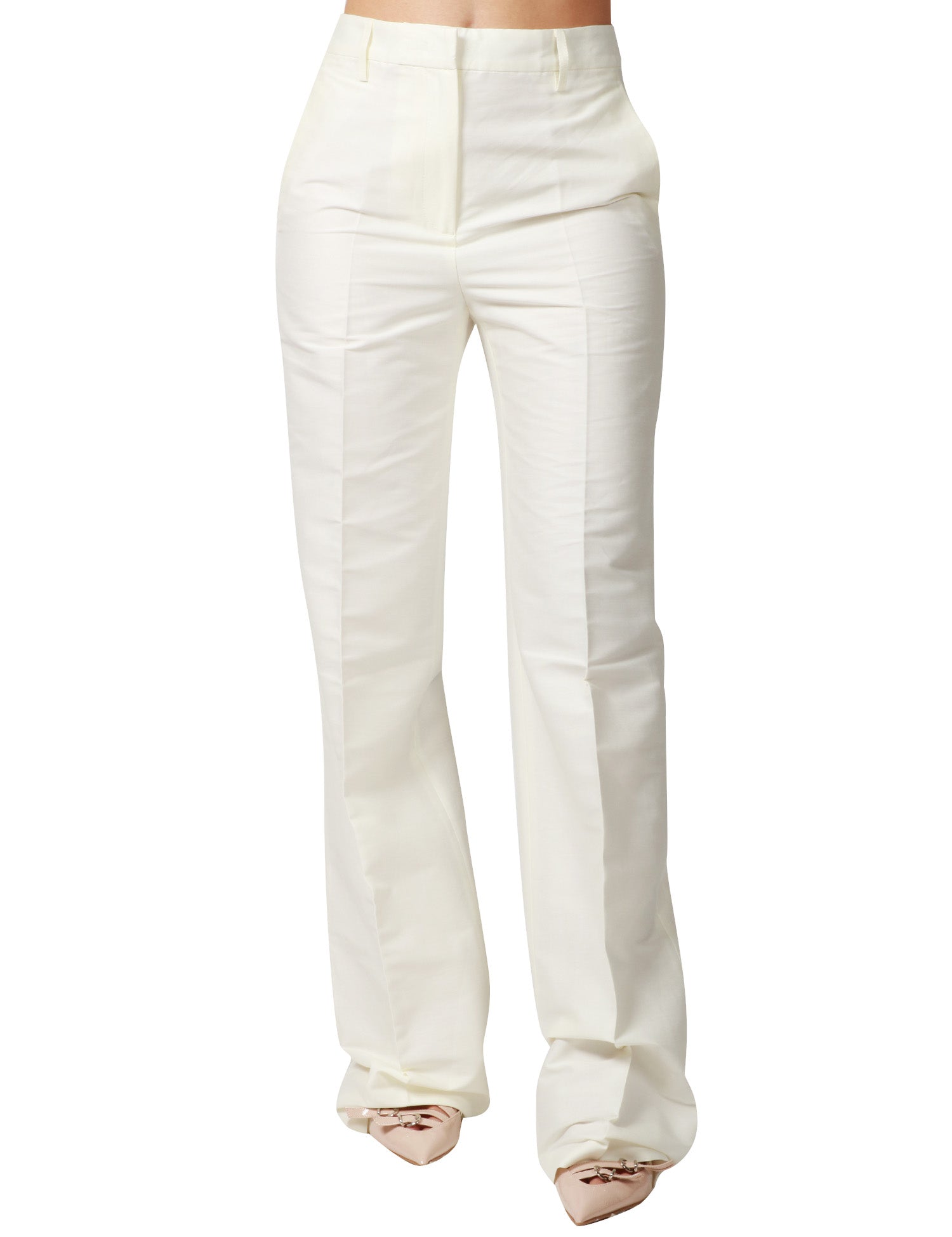 PANTALONE DONNA MVP WARDROBE FLORA TAILOIRED LATTE A VITA ALTA