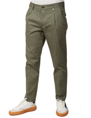 PANTALONE UOMO MYTHS MILITARE IN CONTONE A GAMBA DRITTA CON PINCES