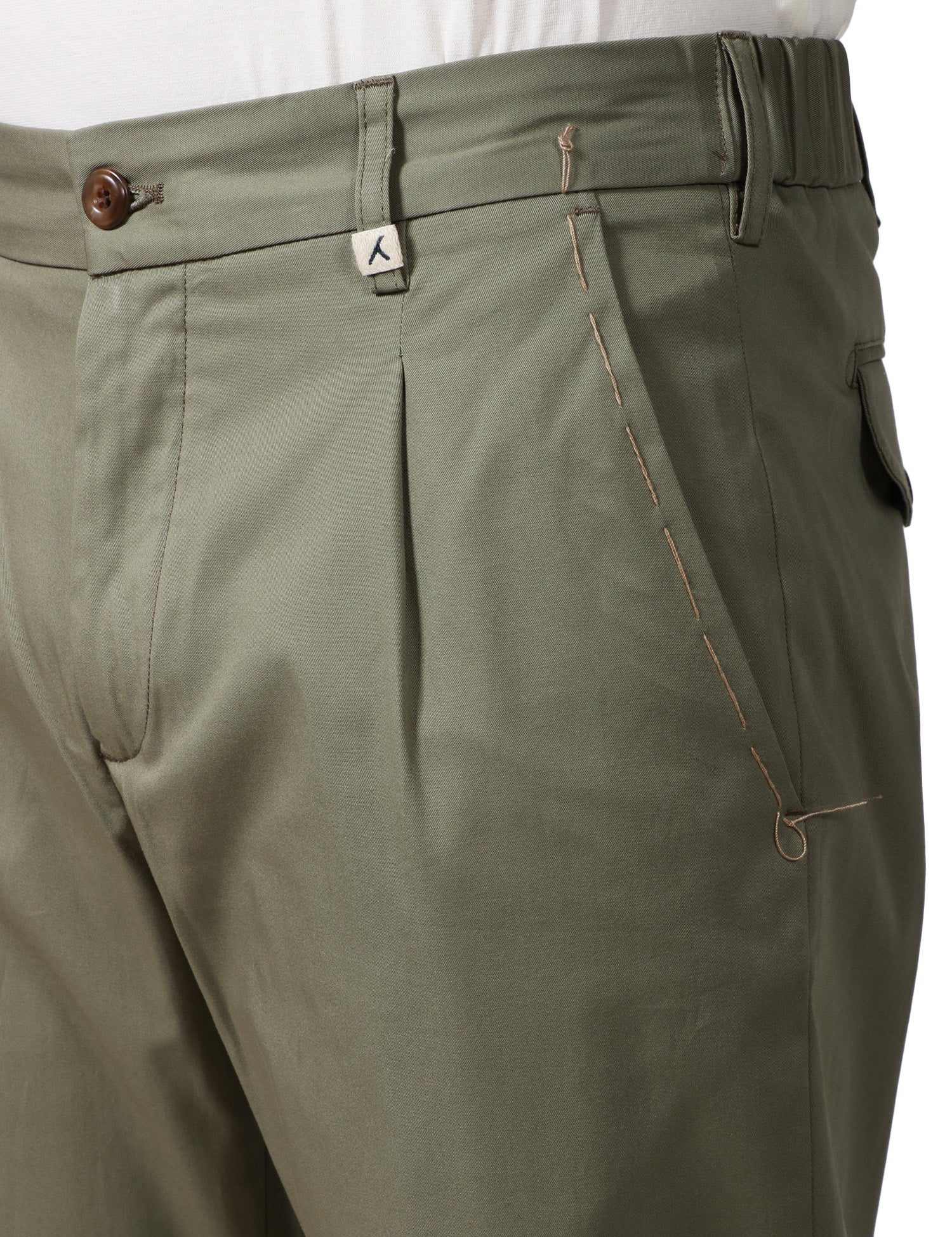 PANTALONE UOMO MYTHS MILITARE IN CONTONE A GAMBA DRITTA CON PINCES