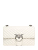 Borsa pinko bianca classic love bag one in nappa trapuntata chevron con fibbia e catena argento